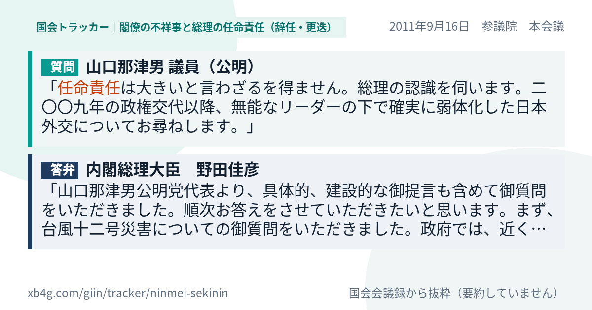 質問と答弁のカード