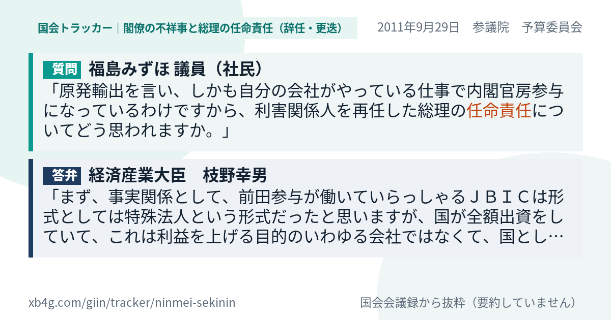 質問と答弁のカード