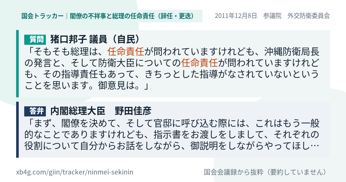 質問と答弁のカード