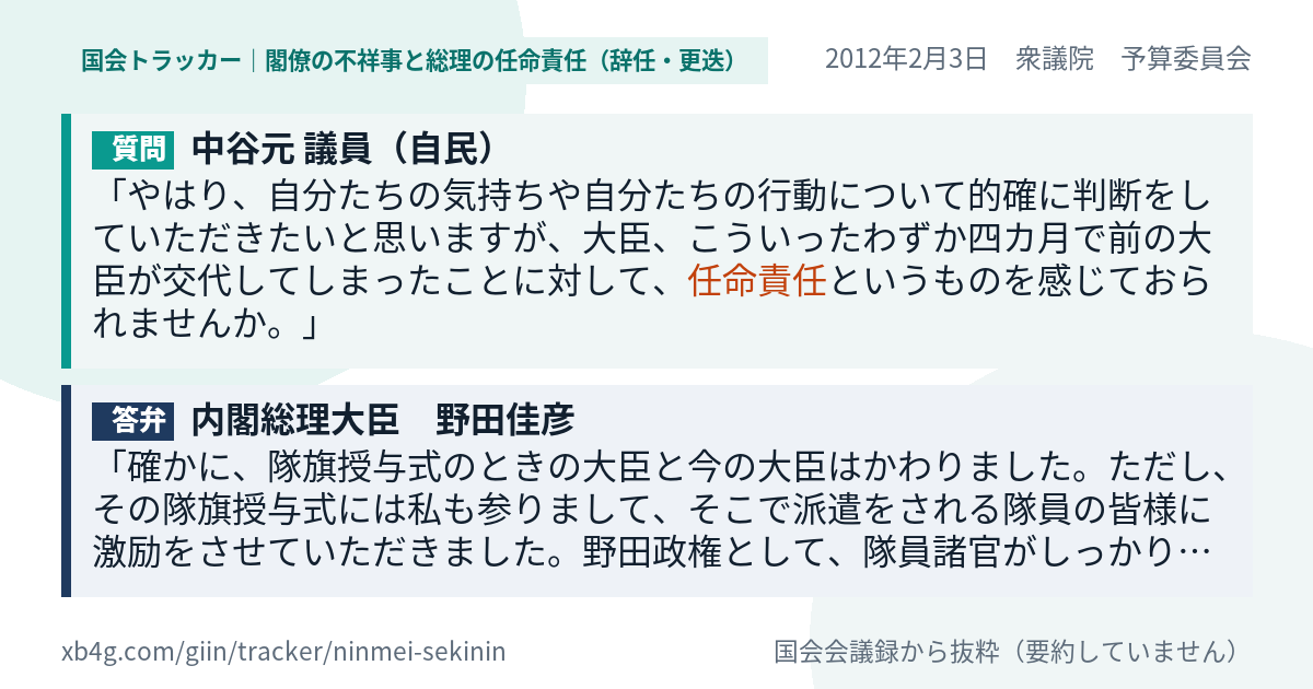 質問と答弁のカード