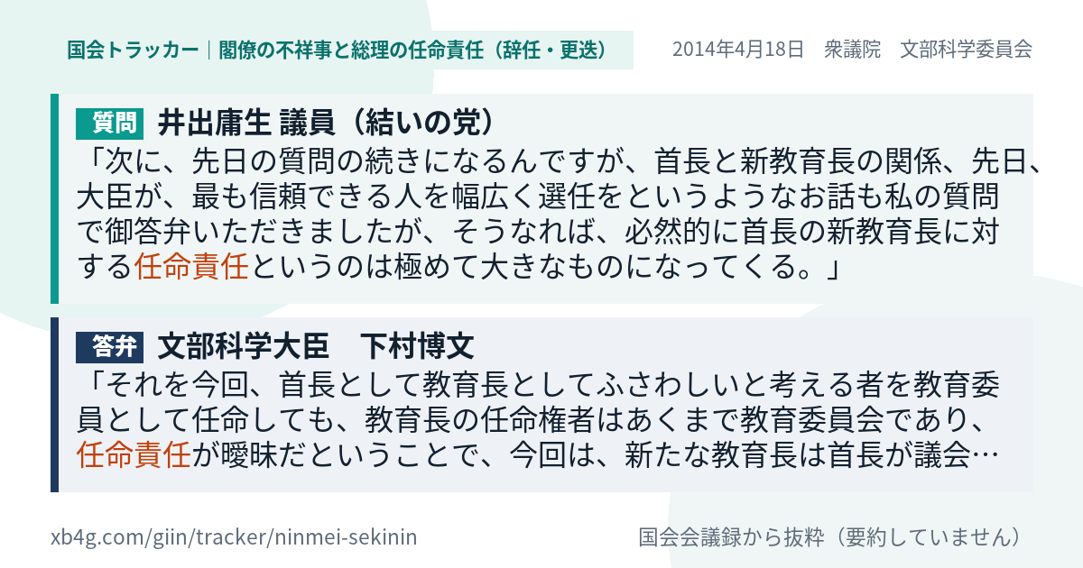質問と答弁のカード