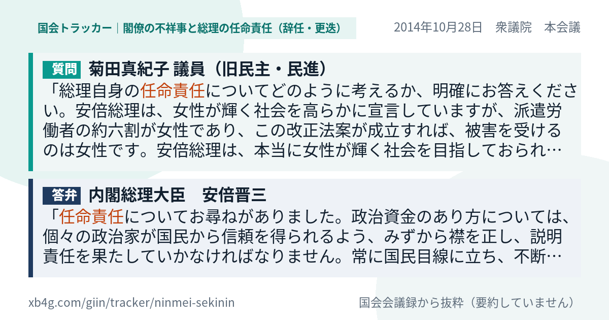 質問と答弁のカード