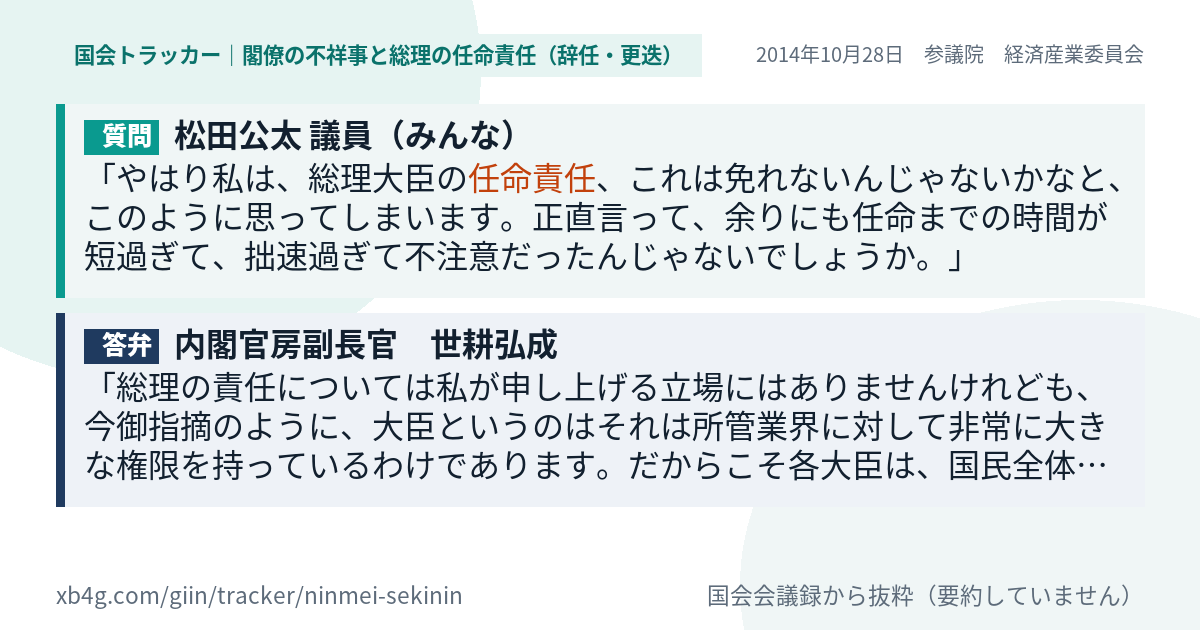 質問と答弁のカード