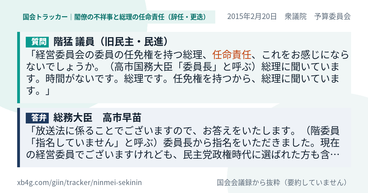 質問と答弁のカード