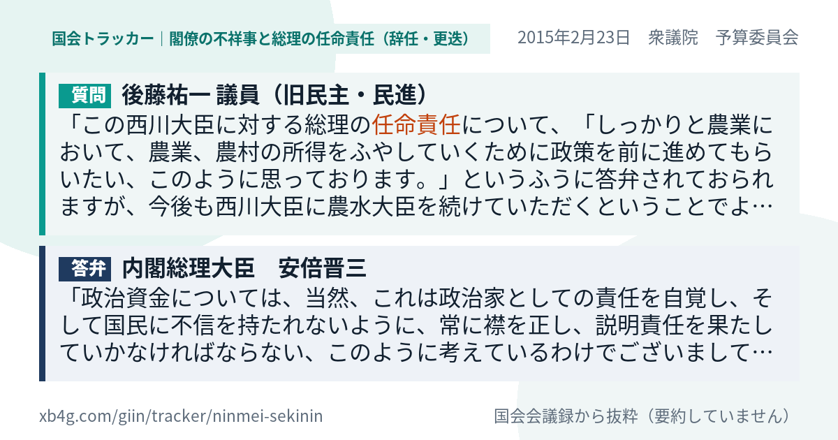質問と答弁のカード