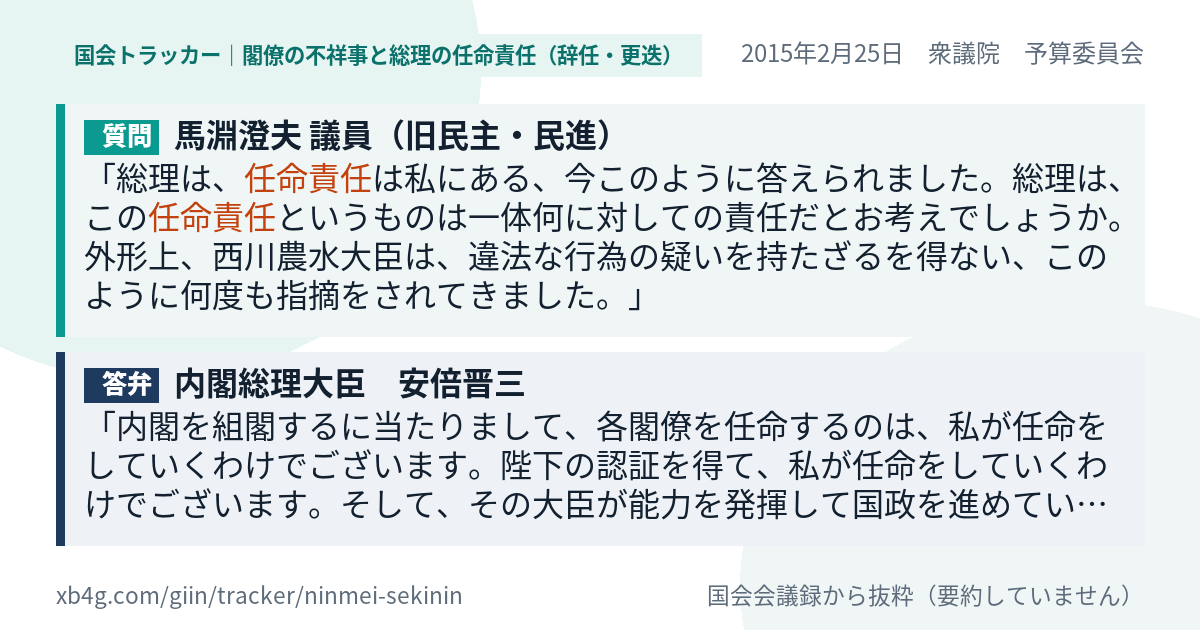 質問と答弁のカード
