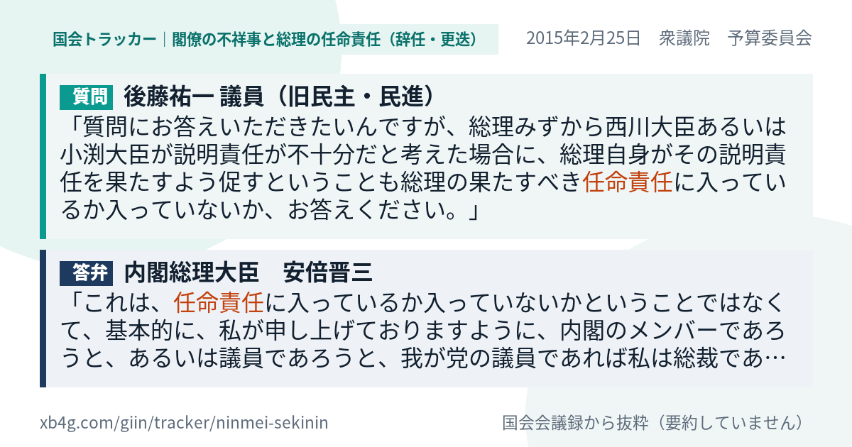 質問と答弁のカード