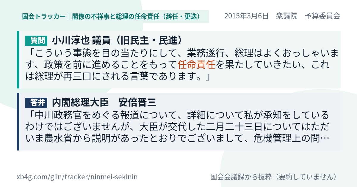 質問と答弁のカード