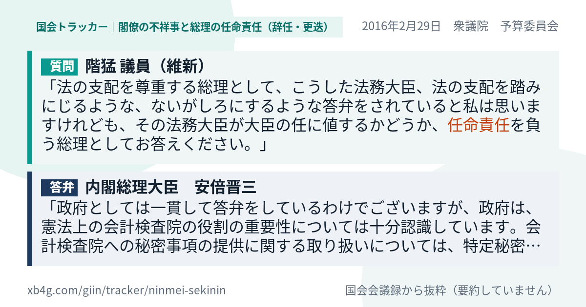 質問と答弁のカード