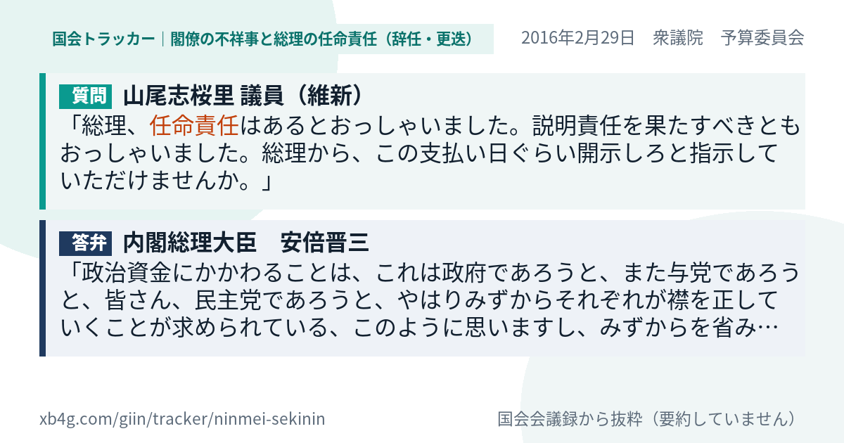 質問と答弁のカード