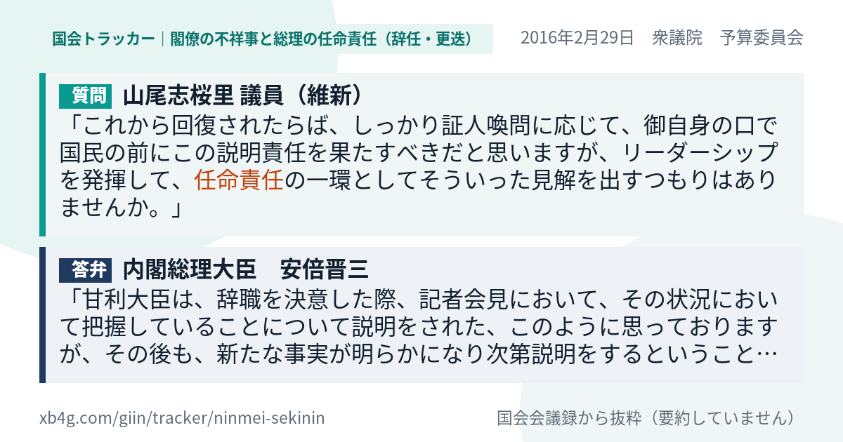 質問と答弁のカード