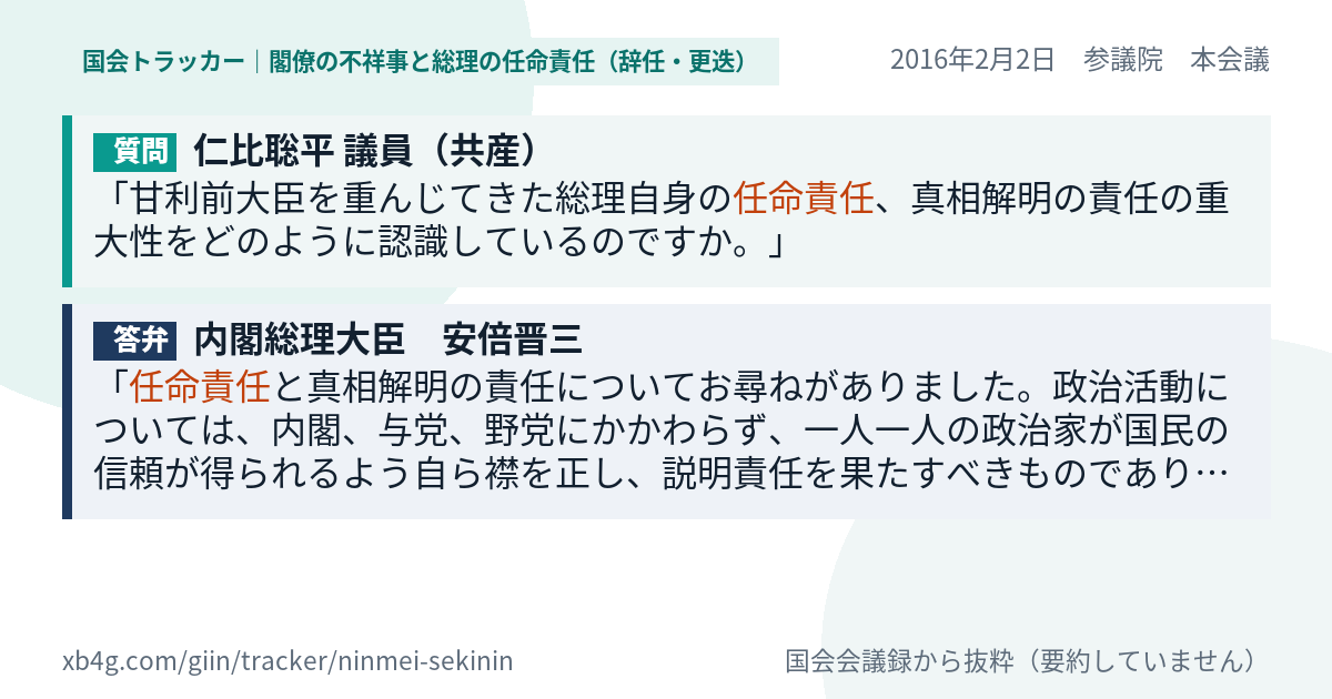 質問と答弁のカード