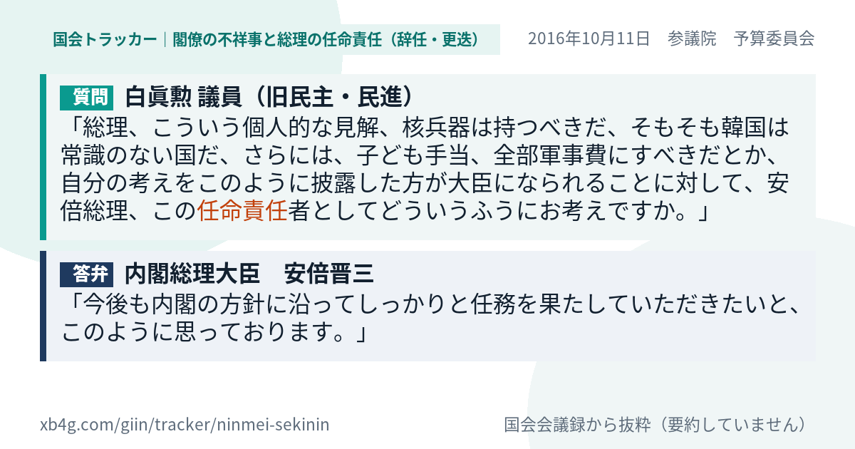 質問と答弁のカード