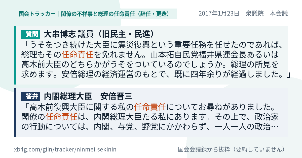質問と答弁のカード