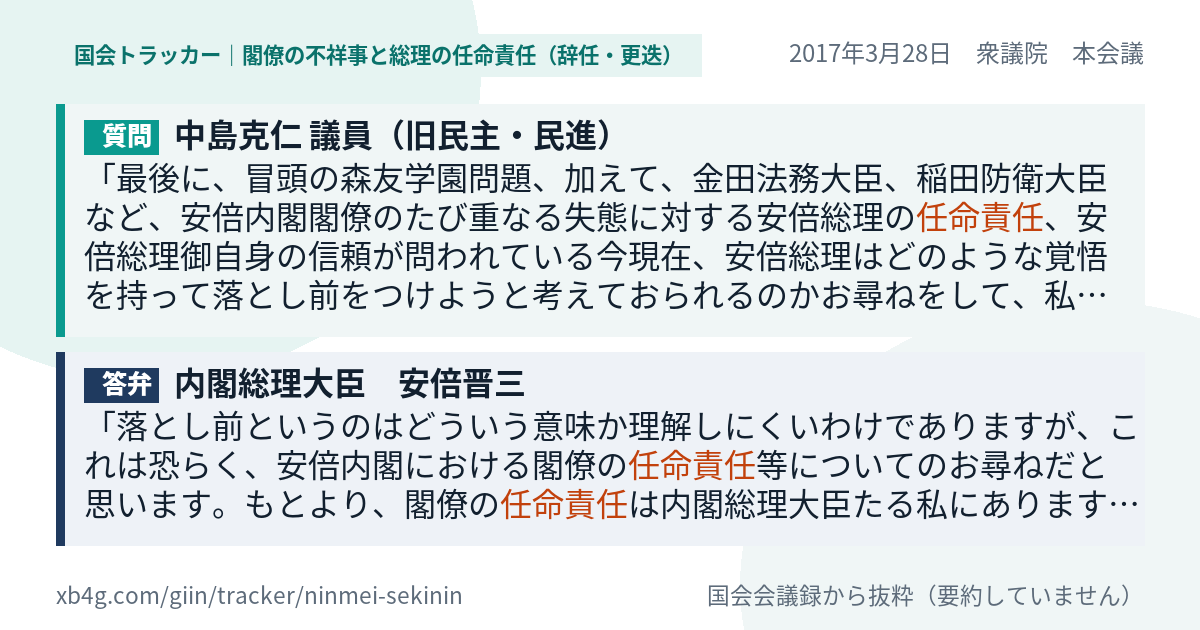 質問と答弁のカード