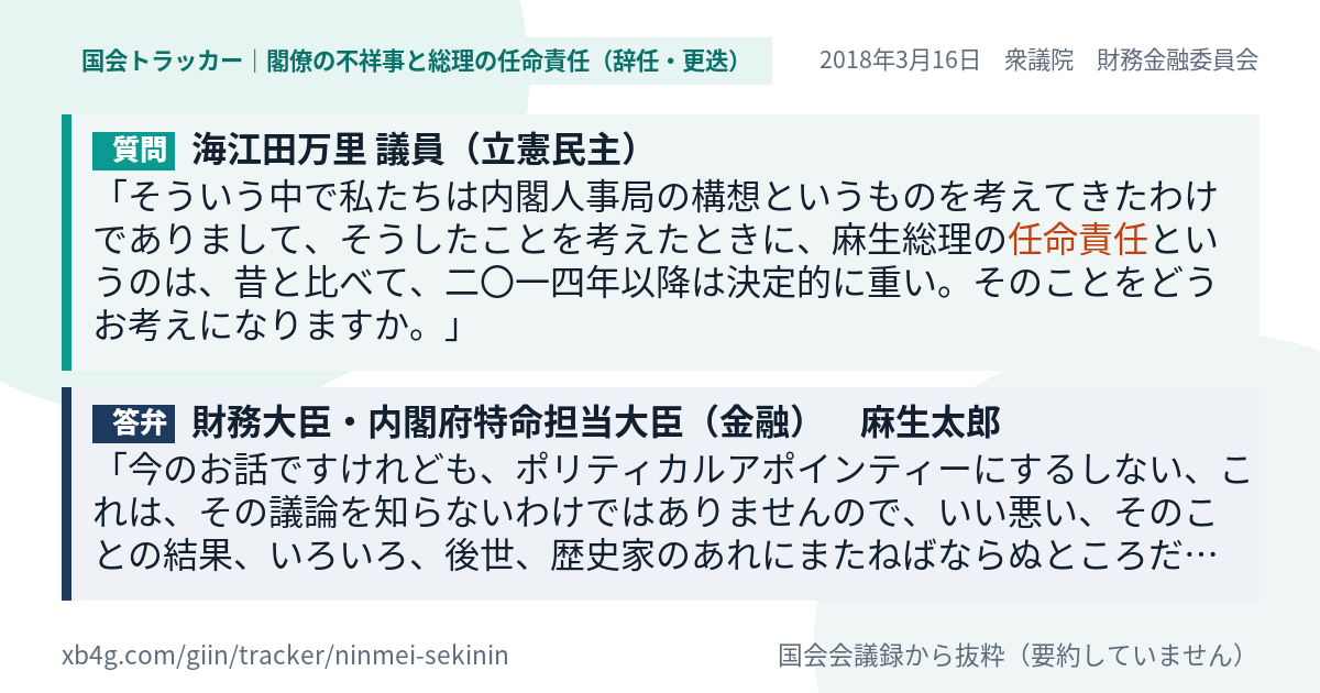 質問と答弁のカード