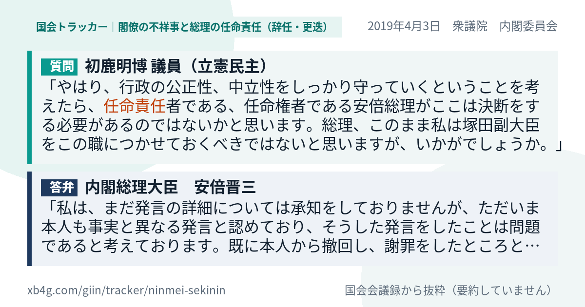 質問と答弁のカード