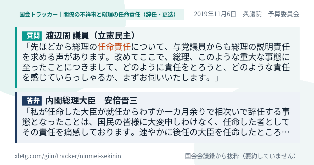 質問と答弁のカード