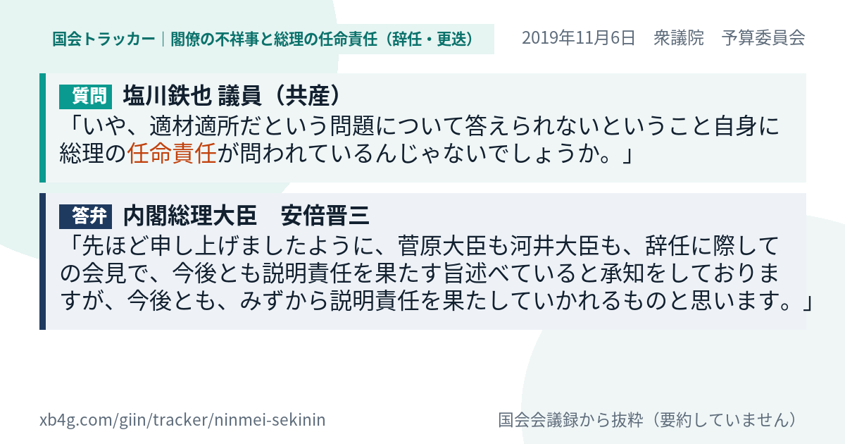 質問と答弁のカード