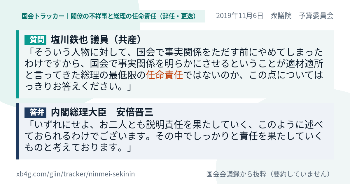 質問と答弁のカード