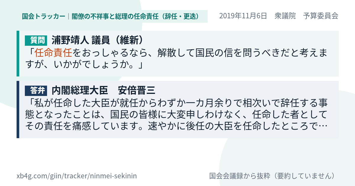 質問と答弁のカード