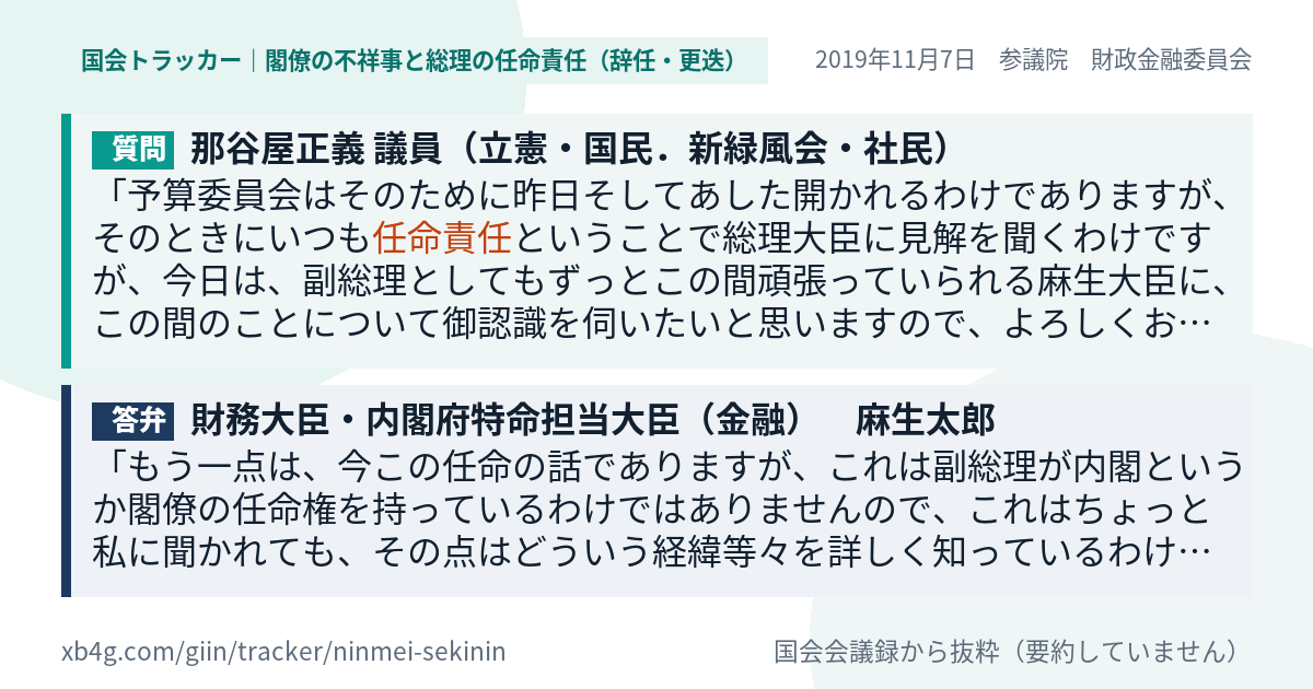 質問と答弁のカード