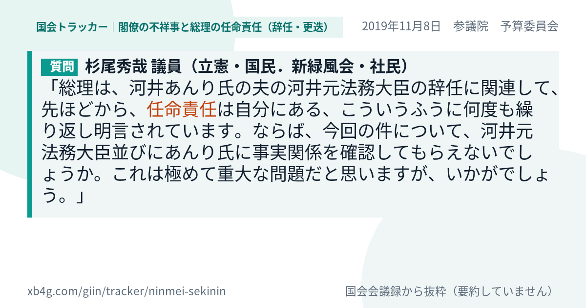 質問と答弁のカード