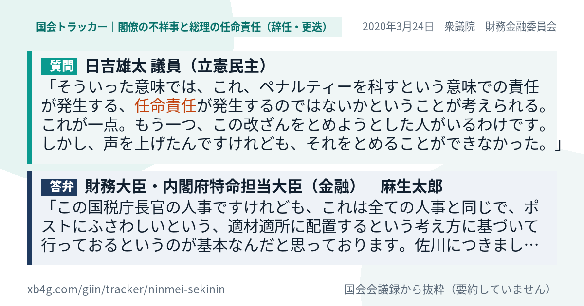 質問と答弁のカード