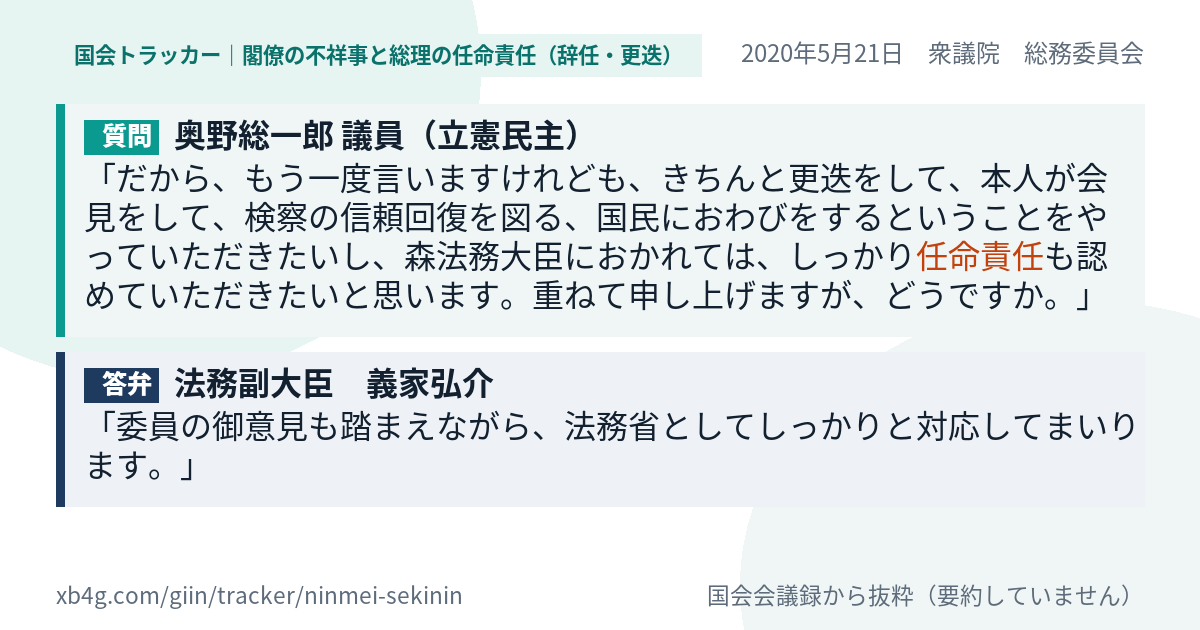 質問と答弁のカード