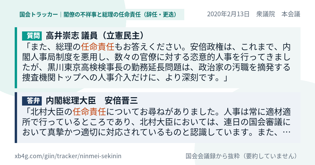 質問と答弁のカード