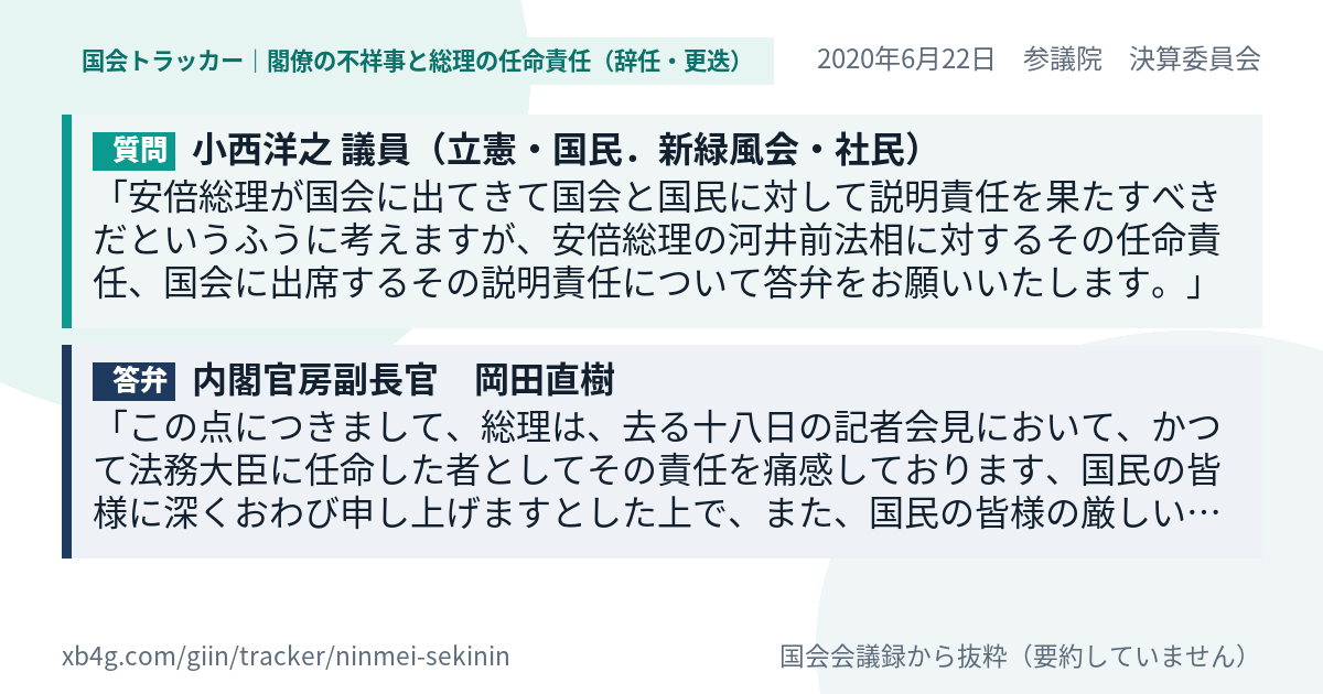質問と答弁のカード