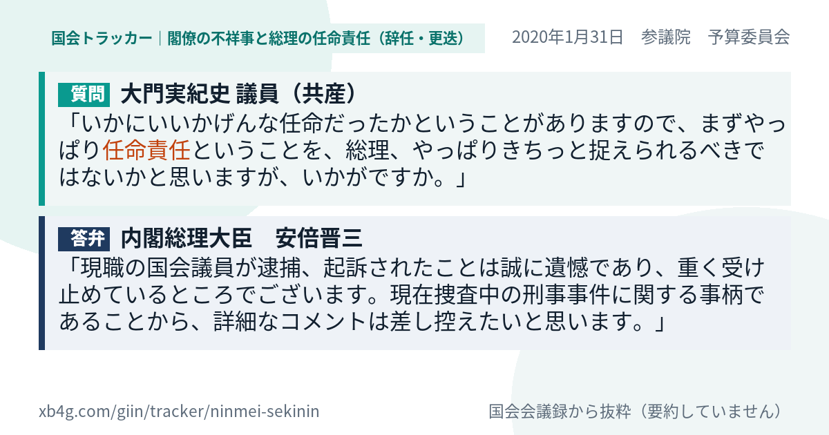 質問と答弁のカード