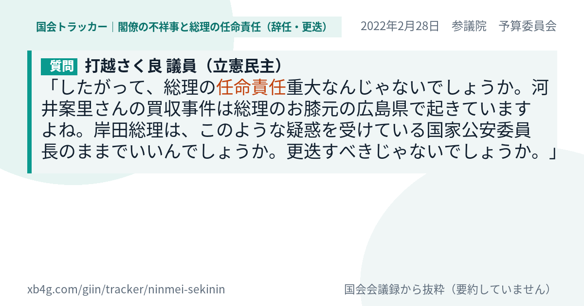 質問と答弁のカード