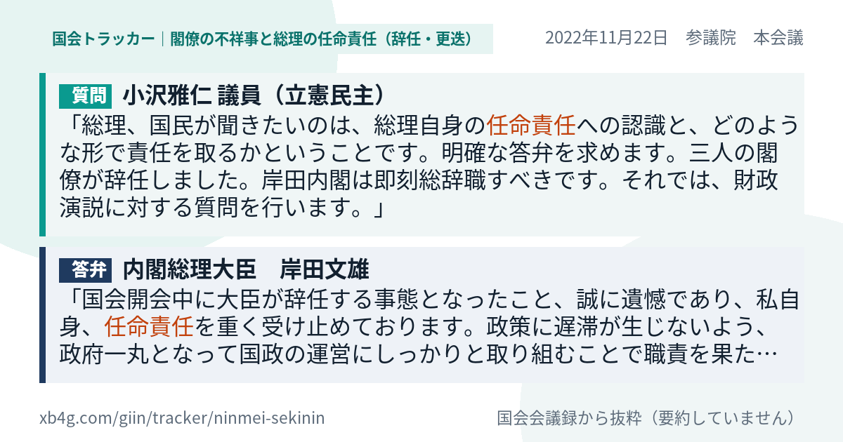 質問と答弁のカード