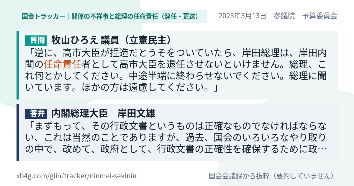 質問と答弁のカード