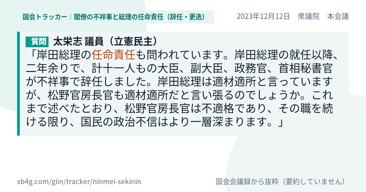 質問と答弁のカード