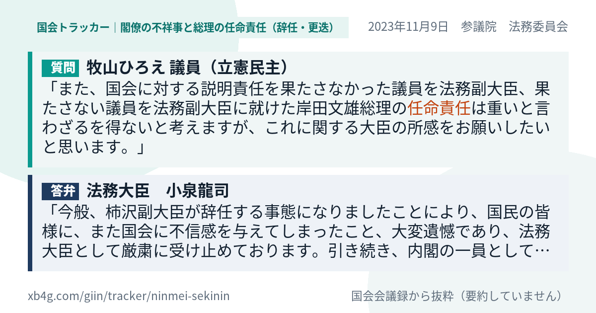 質問と答弁のカード