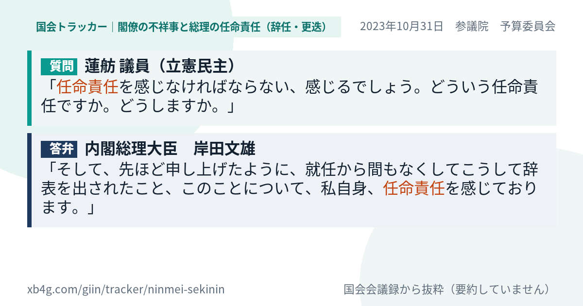 質問と答弁のカード