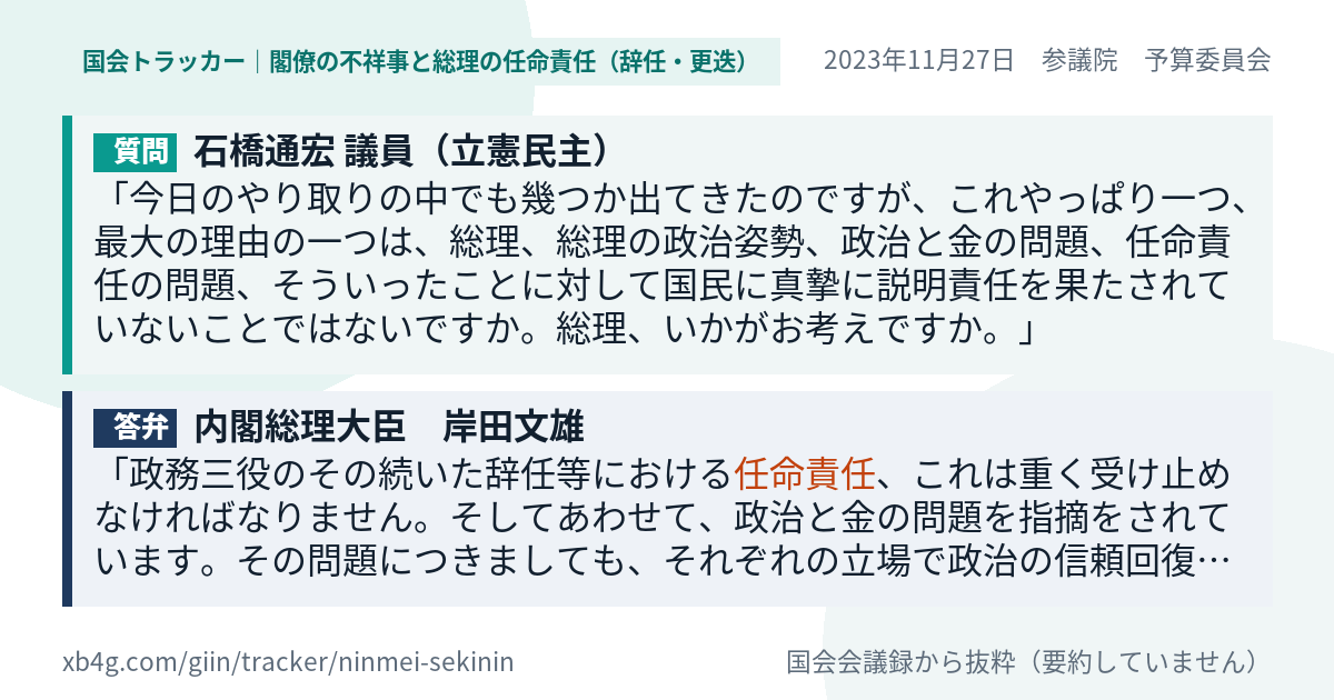 質問と答弁のカード