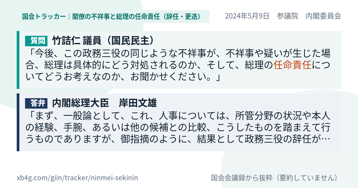 質問と答弁のカード