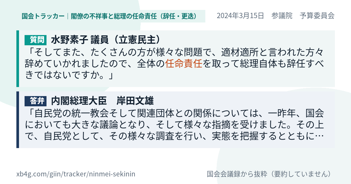 質問と答弁のカード