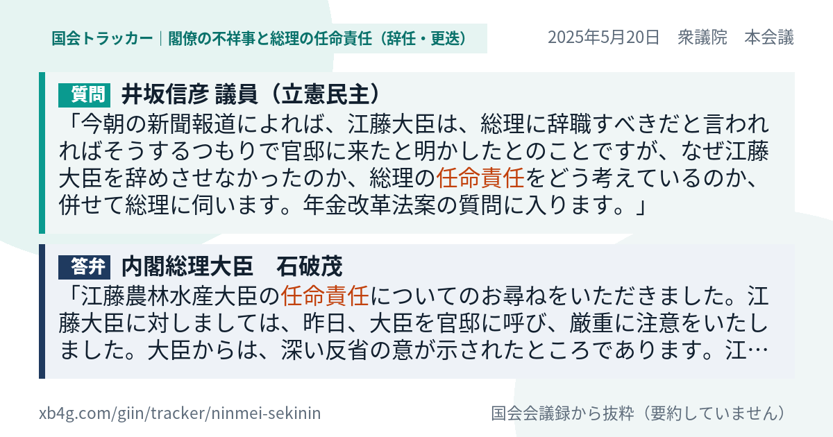 質問と答弁のカード