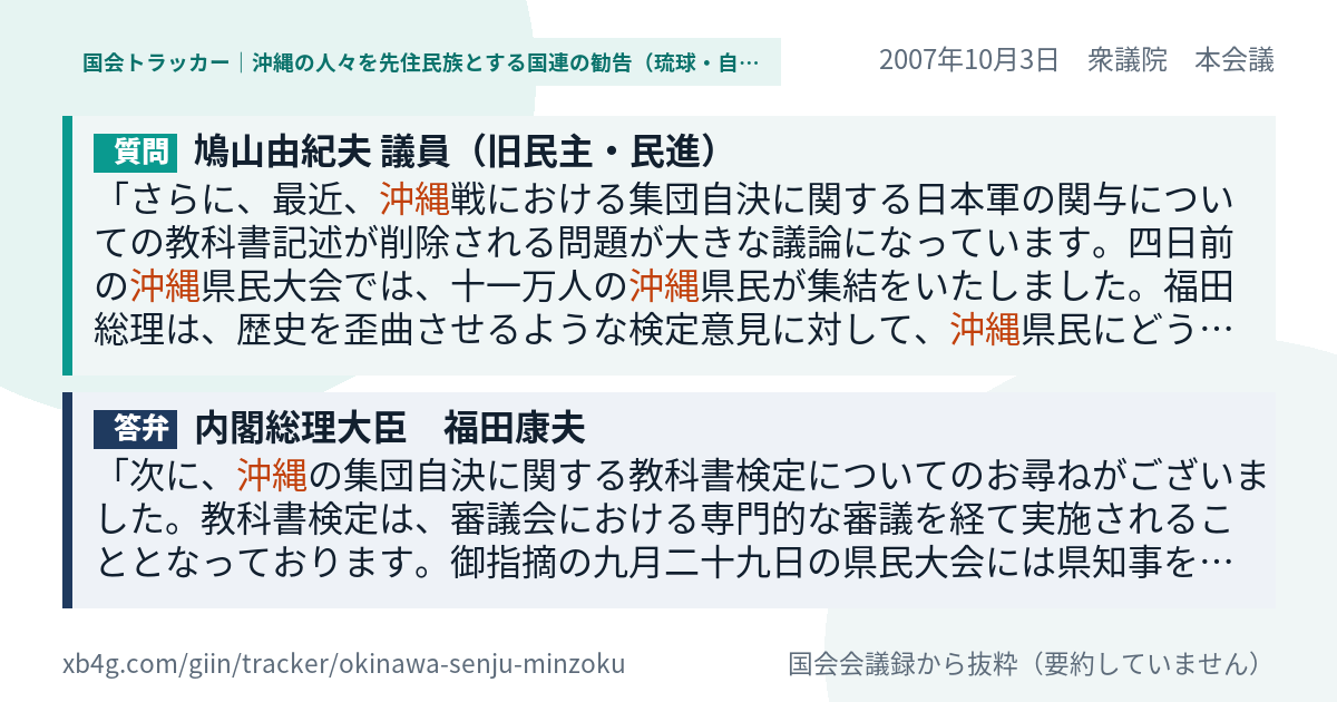 質問と答弁のカード