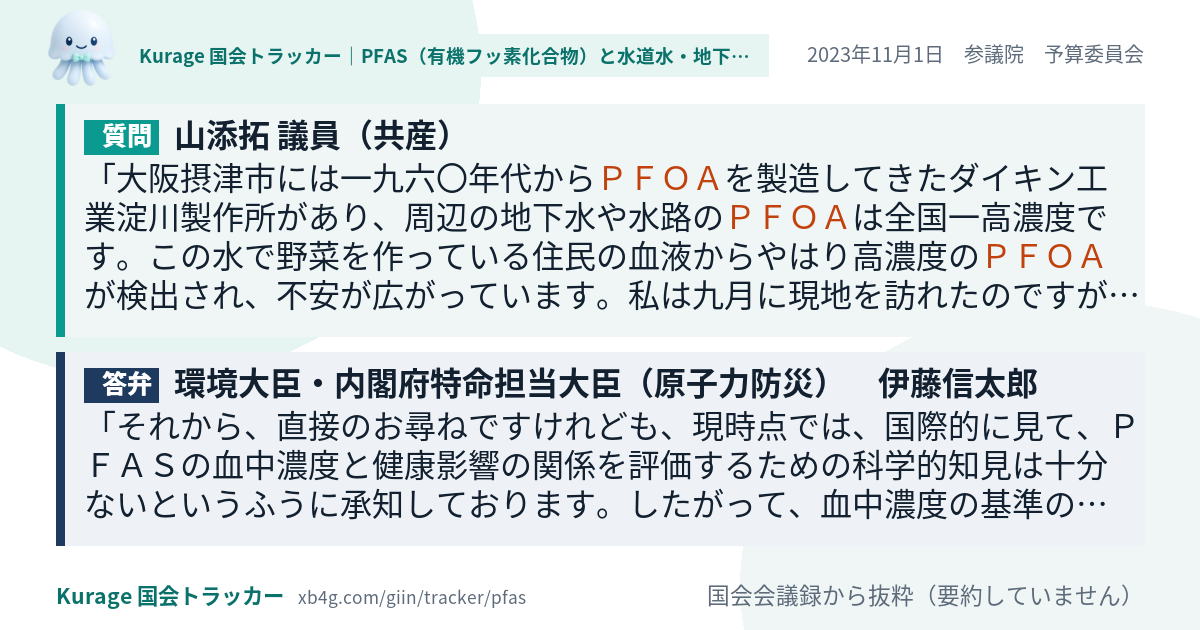 質問と答弁のカード