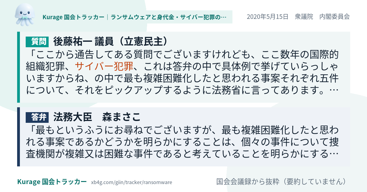 質問と答弁のカード