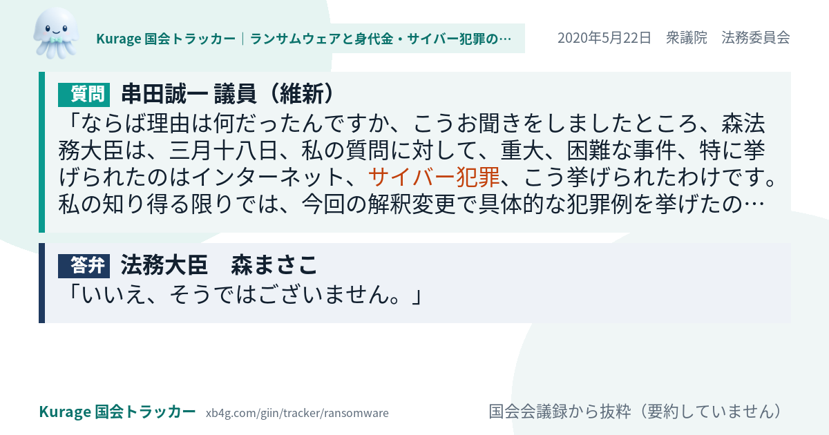 質問と答弁のカード