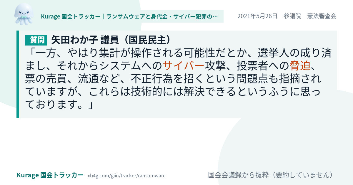 質問と答弁のカード