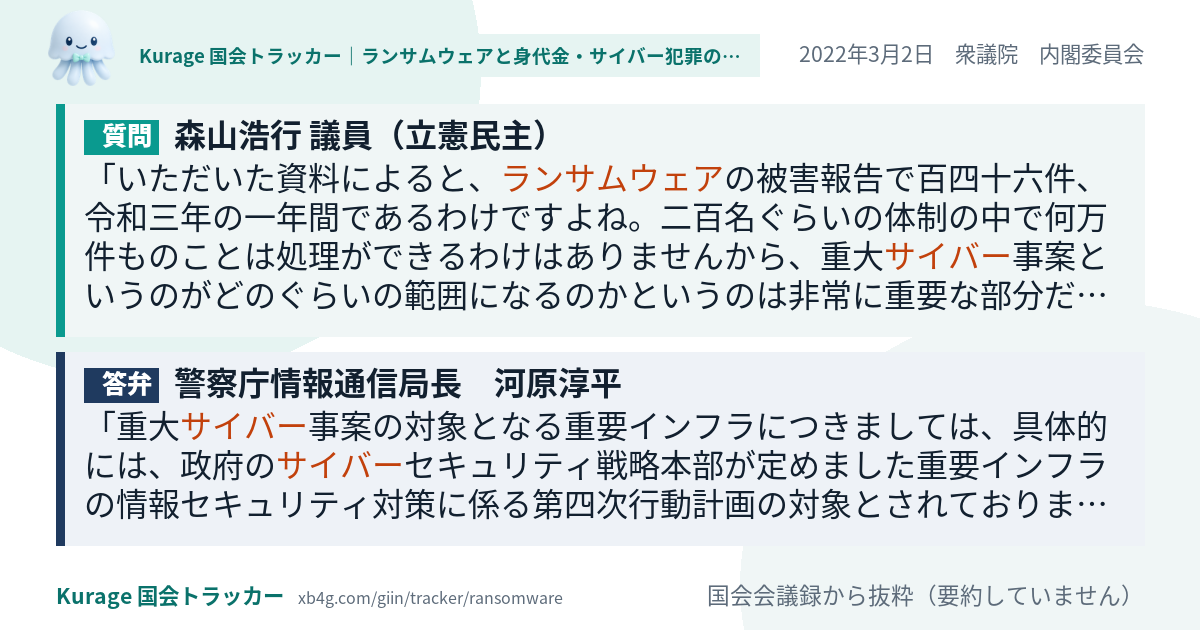質問と答弁のカード