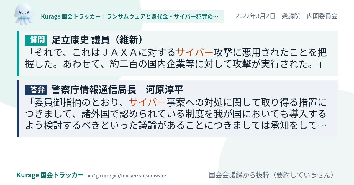 質問と答弁のカード