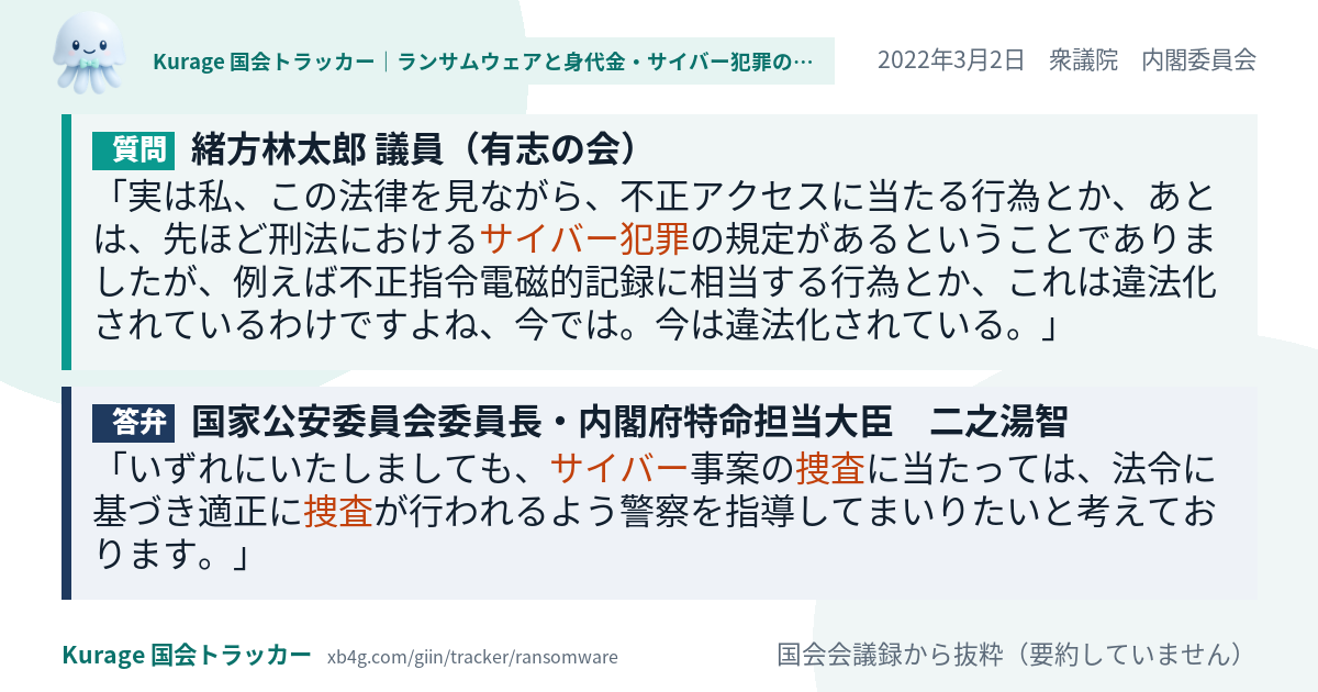 質問と答弁のカード